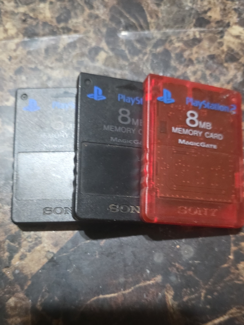 3 Sony PlayStation 2 8MB Memory Cards - Untested